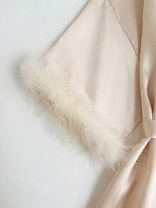 Belted Bathrobe With Alphabet Embroidery For Women, Luxury And Comfortable And Elegant Details For Autumn,Wedding Bathrobe, White Wedding Dress With Gold Embroidery, Nightwear,For Daily Wear, Comfortable And Elegant Details, For Autumn And Winter