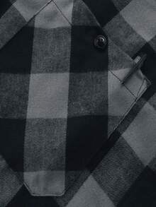 Four Seasons Two-Piece Set Contrast Plaid Men's Casual Hooded Shirt - 紅色白色 - 查看 10