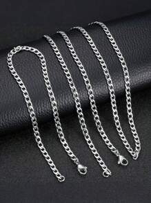 1set Men's Minimalist Stainless Steel Necklace, Bracelet And Jewelry Set