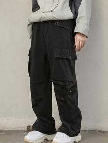 Men's Loose Straight Leg Quick-Dry Casual Pants, Autumn - Black - View 2