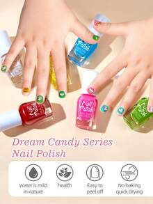 15 件（12 件指甲油 + 3 件指甲贴纸）儿童女孩指甲油水性免烤贴纸套装，马卡龙可爱颜色，裸色，珍珠，超细闪光指甲油，红色，黄色，蓝色，糖果色，闪光，美白，花朵指甲贴，适合儿童生日礼物，学校活动，暑假，家庭聚会，DIY 配饰和礼物