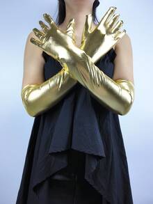 1 Pair Glossy Reflective Long Fingerless Gloves, Sexy Nightclub Costume Accessory For Halloween, Date Night, Cosplay - A - View 15