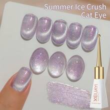 XEIJAYI 1PC 10ml Cat Eye Nail 2025 Holographic Nail Art Reflective Cat's Eye Magnetic Nail Gel Soaking UV LED Gel Salon Female Nail Art Tools Fashion Nail Gel - 紫色 - 查看 2