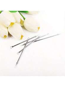 Stainless Steel Acne Removal Tool Blackhead Acne Removal Kit Pointed Acne Picking + Circular Squeezing Dual-Function Design The Same Acne Needle As The Beauty Salon And Disinfected Acne Needle Accurate Blackhead Acne Removal Tool Non-Slip Handle Comfortable Grip Essential Artifact For Skin Management Portable Acne Cleaner Acne Needle For Sensitive Skin - Grey - View 4
