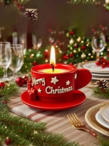 1 件圣诞蜡烛模具 - 3D 杯形节日蜡烛硅胶模具，DIY 香薰蜡石膏树脂装饰工艺套件，适用于节日家居装饰 | 可爱的乔迁礼物 - 白色 - 查看 1