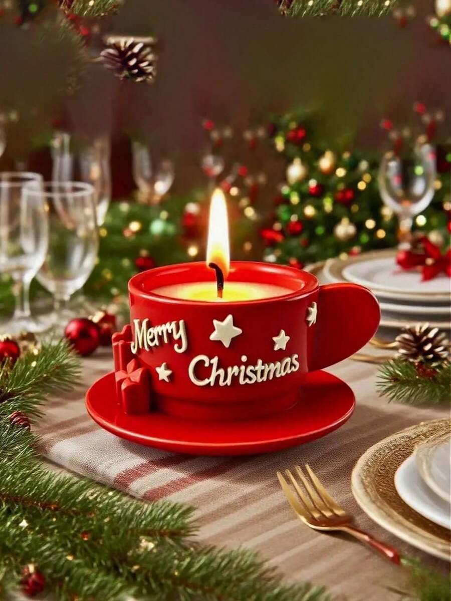 1 件圣诞蜡烛模具 - 3D 杯形节日蜡烛硅胶模具，DIY 香薰蜡石膏树脂装饰工艺套件，适用于节日家居装饰 | 可爱的乔迁礼物 - 白色 - 查看 1