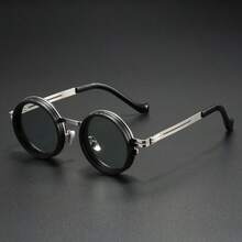 1pc Handmade ND9 Density Round Frame Fashionable Glasses - Metal Unisex Glasses, Suitable For Daily Wear - Multicolor - View 6
