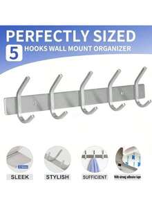 MiLaiWP Cabideiro de aço inoxidável com ganchos de parede, cabideiro para roupas de alta resistência, ganchos de parede de capacidade extra grande, cabideiro de parede de dupla utilização com furadeira/adesivo, cabideiro com ganchos de 4/5/6 níveis