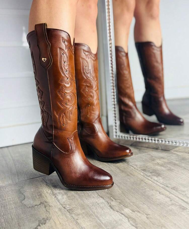 Botines casuales de mujer cowgirl botas de piso para mujer calzado casual botas estilo tejano botas western cowboy de tacón bajo suela antideslizante acojinadas botas para fiestas texanas desierto jaripeo festivales trabajo escuela  botines cortos casuales botines cortos botas womens boots shoes  minas del rey  Willows    Cowboy    Cremallera lateral  ANUDADO  Hebilla    Vacaciones - Camel - Añade 2