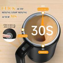 1个380毫升电动自动磁力搅拌咖啡杯，可拆卸底座，150mAh USB充电多功能自动搅拌杯，不锈钢旅行咖啡杯，带数字显示屏的搅拌杯，适用于咖啡、牛奶、巧克力等饮品。