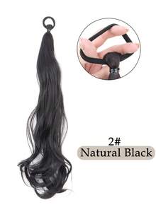 Synthetic Hair Extension Wrap Around Ponytail Bun Hairpiece Messy Curly Elastic Hair Tie Bowknot Bun And Updo Hair Extensions Suitable For Women's Everyday Wear - Brown-Black