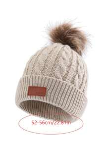 2 件 FAS 标志针织帽，男女通用，儿童保暖麻花针织帽 - 2pcs - 查看 3