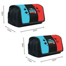 1 Pc Game Machine Theme Pencil Bag, Large Capacity Double-Layer Flip Pencil Bag, Double-Layer Zipper Design, Polyester Material, Suitable For Students' School Use, Desktop Stationery Storage,Case - Multicolor - View 6