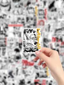 53 件单色漫画风格动漫贴纸包：黑白漫画面板贴花，适用于笔记本电脑、水瓶、手机壳、笔记本和滑板装饰 - 黑色 - 查看 5