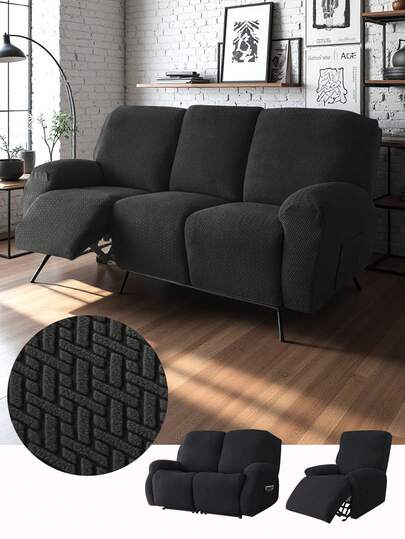 1/2/3 Seater Recliner Sofa Covers Stretch Jacquard Reclining Couch Covers For Reclining Sofa Relax Armchair Slipcovers Furniture Covers, 4pcs/6pcs/8pcs