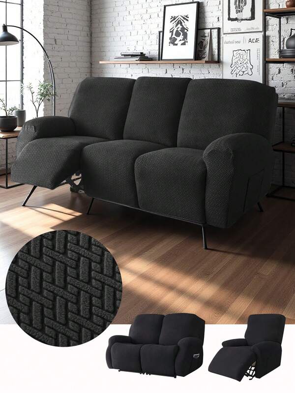 1/2/3 Seater Recliner Sofa Covers Stretch Jacquard Reclining Couch Covers For Reclining Sofa Relax Armchair Slipcovers Furniture Covers, 4pcs/6pcs/8pcs