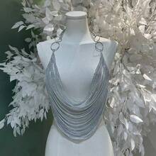 1pc Unisex Punk Tassel Chain Body Chain, Sexy Suitable For Parties, Christmas, Music Festivals, Runway Shows - Silver - View 4