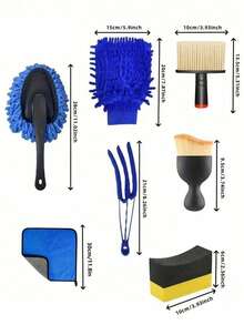 Car Cleaning Tools Set, Include Interior, Wheels, Paint Cleaning Cloth, Duster Brush, Multi-Purpose Brushes, Polishing Sponges, Car Wash Towels, Soft Bristle Car Interior Detail Brush, Car Dashboard Dusting Brush, Car Interior Cleaning Tool, Plastic Material