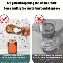 1pc Jar Opener Bottle Opener, Can Opener For Weak Hands, Mutil Jar Opener Get Lids Off Easily Manual Bottle CapRemover For Home Kitchen Use Non-Slip Grip, Convenient For People With Less Strength To Use, Labor-Saving, Kitchen Tools, Can Opener Tools - trái cam - Xem 9