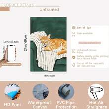 1 件现代卡通动物海报，橙色猫睡觉，适用于客厅和卧室装饰，可选相框，非常适合房间装饰，带相框的墙壁艺术 - 彩色 - 查看 12