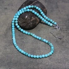 1 pieza Collar de cuentas de turquesa natural estilo bohemio para mujeres, perfecto para uso diario en todas las estaciones, ideal como regalo y un accesorio de moda imprescindible que se combina sin esfuerzo con cualquier atuendo para viajes al aire libre y sesiones de fotos.