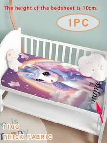 1PC Customized 110g Single Bed Sheet, Customized Purple Cartoon Pony Bed Sheet (1-Piece Set), Digital Printed Polyester Material Suitable For Children, Girls, Families, Holiday Gifts - Multicolor - View 1