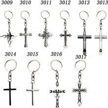 1PCS Cross Keychain With Key Ring Cross Keychain Tag For Keys Backpacks And Luggage(Black)