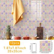 SUPSTICKER 12 miếng dán trang trí nhà cửa bằng chất liệu PVC dày dặn, kiểu dáng hiện đại, họa tiết gạch mosaic giả 2D, tự dính, chống thấm nước, chống dầu, dễ dán, thích hợp cho phòng ngủ, nhà bếp, phòng tắm, mặt bàn đảo bếp, trang trí tường phòng khách. Kích thước: 3.93*3.93/5.9*5.9/7.87*7.87 inch - Nhiều màu - Xem 18