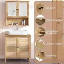 Waschtisch mit 2 Türen, 60 x 30 x 60 cm, Bambus