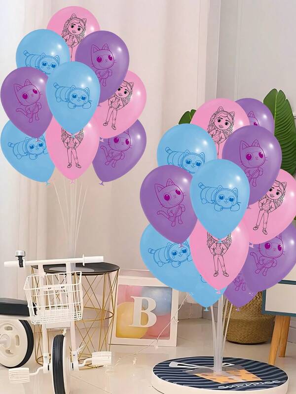 Gabby's Dollhouse 12 pouces Ballons latex imprimés de haute qualité avec thème de maison de poupée Gabby, ballons latex violet, bleu, rose, convient pour la décoration de fête d'anniversaire, décoration de fête de festival, décoration de ballons de fête d'anniversaire pour les enfants qui aiment Gabby, Halloween, Noël, Thanksgiving, Fête des enfants