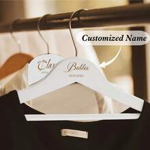 Personalized Customized Name Wooden Thick Clothes Hanger, Custom Engraved Bridal Wedding Dress/Groomsman, Bridesmaid Gift/Mother's Day/Father's Day Etching Gift, Handmade Clothes Hanger, Solid Wood Clothes Hanger, Housewarming Gift - Multicolor - View 3