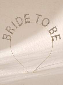 1 pieza Diadema de aleación con letra "DAMA DE HONOR" con strass, accesorio de calidad para fiesta de boda, dama de honor, accesorios para el Día de San Valentín - Plateado - Ver 14