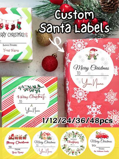 1pc/12pcs/24pcs/36pcs/48pcs Custom Christmas Gift Tags, Christmas Decorations, Custom Name Gift Tags, Personalized Christmas Tags, Holiday Gift Tags, Recipient/Sender Stickers, Holiday Gift Tags/Christmas Gift Stickers Christmas Stickers, Custom Name Tags