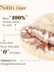 Women Satin Lined Knit Beanie Hat Winter Hats For Women Men Silk Lining Soft Slouchy Warm Cuffed Beanie Hat - Knitted Hat - View 7
