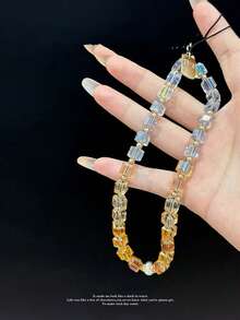 彩虹珠 | 7色水晶彩虹渐变色手机挂绳、手机挂绳、包包挂饰 - 金色 - 查看 4