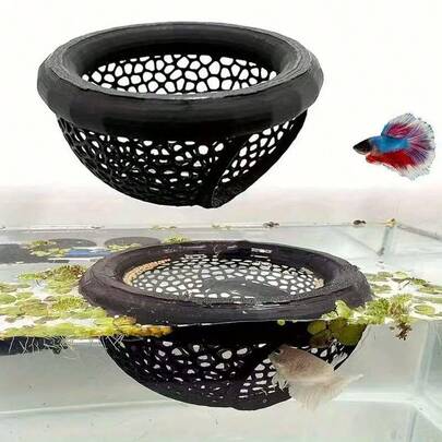 Aquarium Floating Fish Playground Rest Room Cave Hiding Isolation Decor Ornament | Durable Plastic Unique Landscaping Accessory - Suitable For Small Fish Tanks, Betta Habitats, Shrimp Hideouts, Large Aquatic Decor Underwater Tunnel Pipe | Fish Shelter Floating Feeding Ring
