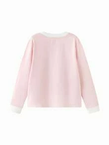 Balabala Girls Long Sleeve T-Shirt 2025 Spring/Fall New Basic Top - Red and White - View 5