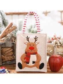 حقيبة قماش الخيش ثلاثية الأبعاد مطرزة للزينة في عيد الميلاد