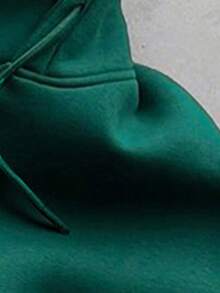 Áo nỉ có mũ trùm đầu màu trơn, áo chui đầu dài tay có túi thường ngày phù hợp cho nam giới vào mùa thu/đông - màu xanh lá - Xem 4