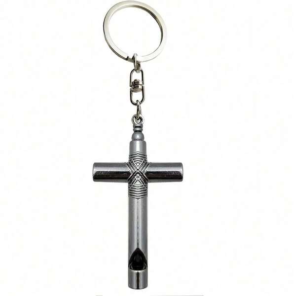 1PCS Cross Keychain With Key Ring Cross Keychain Tag For Keys Backpacks And Luggage(Black)
