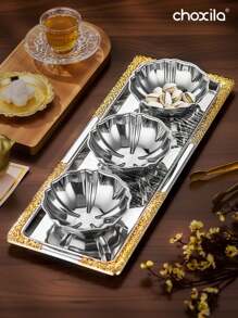 choxila 1PC Stainless Steel Dessert Cup, Dessert Bowl, Candlestick, Serving Tray, Cute Plates, For Home, Hotel, Restaurants, Parties Or Other Social Gathering, Ramadan, Eid Al-Adha - Lotus Bowl - View 4