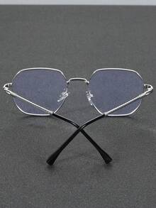 1 pieza Gafas transparentes de alta calidad con diseño geométrico de metal para mujer, accesorios para actividades al aire libre, festivales musicales, vacaciones, vida diaria y vuelta al colegio