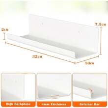 GOOVILLA Plastic Floating Wall Shelves - Decorative Picture Frame Shelf For Storage, Wall-Mounted Organizer For Living Room Bedroom Bathroom,White,8 Packs - 白色-8個 - 查看 2