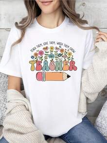 Teach Them Love Them Watch Them Grow Swea, Tea Appreciation Shirt, Teach Them Love Them, Tea Appreciation, Tea Wildflowers220 G Heavyweight Cotton T-Shirt For Women – Ladies White Top Crafted From Thick, Breathable 100% Pure Cotton, This Heavyweight 220 G Fabric Offers Lasting Comfort And Durability. Perfectly Designed For Summer, It's Ideal For Work, The Gym, Travel, Casual Outings, Outdoor Sports, Or For Layering Across All Seasons. A Versatile Staple – Suitable For School, Streetwear, Or Simply Relaxing At Home – Camisetas De Mujer. - Blanco - Ver 1