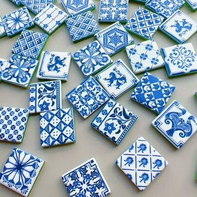 كيس من قطع الفسيفساء الزجاجية المربعة بطراز فرنسي رجعي بنمط الزهرة المندلية، بتأثير ثلاثي الأبعاد، مواد زخرفية من الفسيفساء الزجاجية مناسبة لمشاريع DIY اليدوية الإبداعية، حمامات الفسيفساء، الجدران، الدرج، وديكور المنزل، مواد DIY يدوية