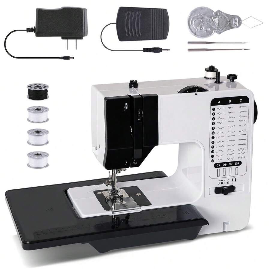 Senmeo Upgraded Professional Portable Electric Sewing Machine, 38 Stitches Multi-Functional Tabletop Automatic Sewing Machine, Overlocked Edge, With LED Lights, Foot Pedal Home Sewing Machine, Self-Extension Table Sewing Machine, Suitable For Parents, Beginners, Hobbyists, Lightweight And Easy To Use, Ideal For Repair, DIY And Crafts. - View 1