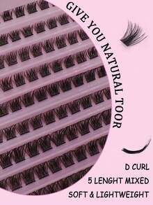 120 Pieces Individual Eye Lash Clusters D Curl 8-16mm Width Stem DIY Eye Lash Clusters Natural Look And Extra Thick Reusable Individual Eyelash Extension Kit Suitable For Home Self-Use Or On-The-Go Use For Daily Life, Dates, Parties, Music Festivals, Halloween, Etc. Lash Clusters,Eye Lash Clusters,Individual Eyelashes,Lashes,Fake Lashes - 黑色 - 查看 3