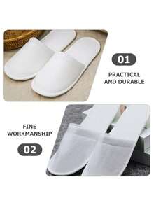 1/5/10/20双一次性包头浴室拖鞋，适合在家招待客人，价格实惠的SPA - 白色 - 查看 10