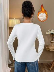 Women's Long-Sleeved Shirt V-Neck Basic Top Lightweight Bottoming Slim Top