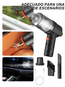 Aspiradora de coche, 50000pa Aspiradora portátil potente Mesa de limpieza de automóviles cable pistola de vacío inalámbrica de alta potencia soplador de automóviles portátiles, potente aparato de limpieza portátil para coche, limpiador de vehículos inalámbrico,pequeña, inalámbrica, con fuerte succión para la limpieza del hogar, el coche y el escritorio. - Negro - Ver 9